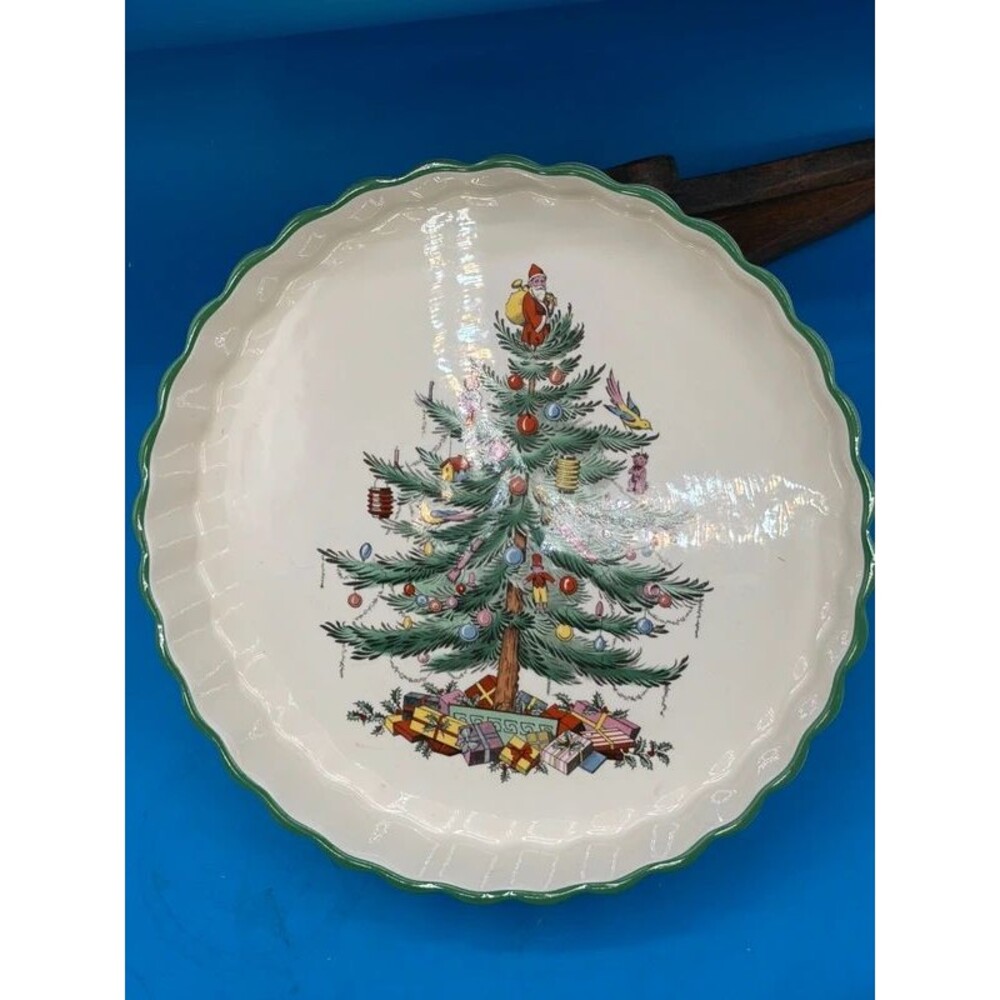 Spode Imperial Cookware Vintage Christmas Tree 9" Quiche Baking Dish